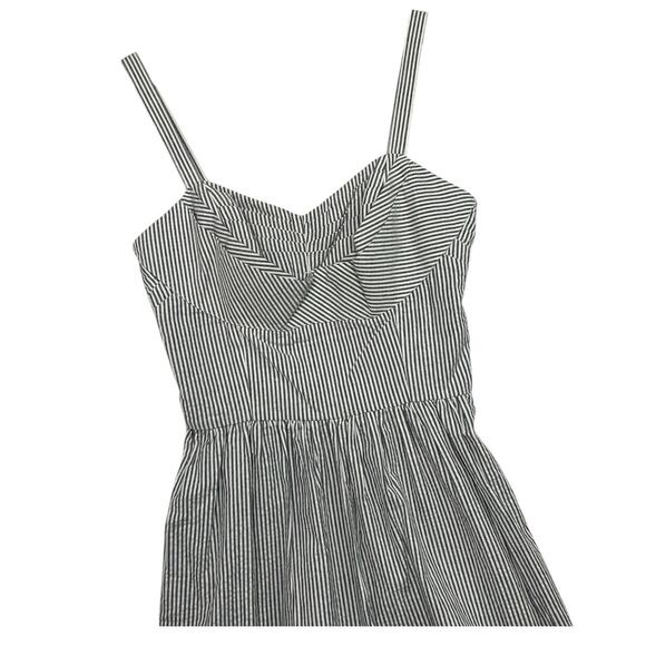 New Trashy Diva Romper Womens 8 Blue White Seersucker Pin Up Striped Retro 70s - Picture 4 of 14